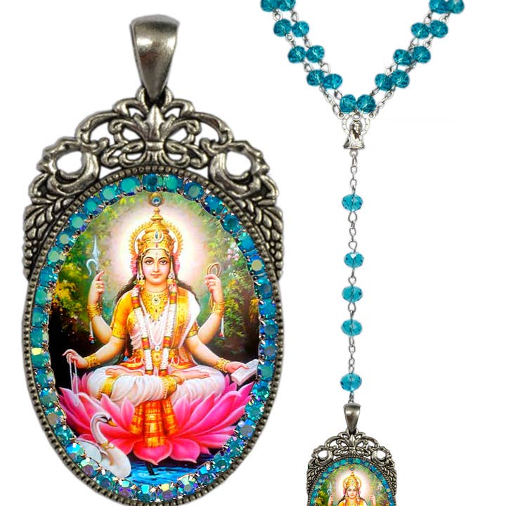 MariaSantissimaShop - Vendita all'ingrosso Collana con ciondolo/pendaglio - Rosario di Saraswati Vandana Dea Ciondolo Medaglia Hindu Hindu Handdess Sarasvati1