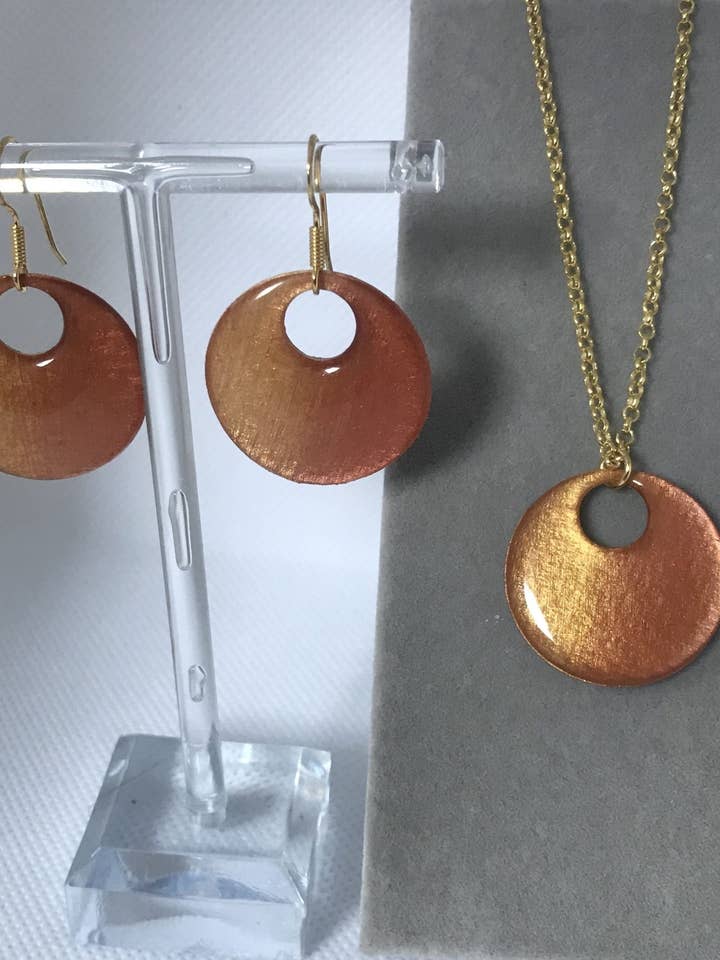 koppar/guld gradient set+guldpläterat halsband för wholesale av La Chaumière à Bijoux