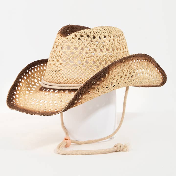 Collections by Fame Accessories - Wholesale Cowboy Hat - Women's - Western Straw Weave Rope String Cowboy Hat