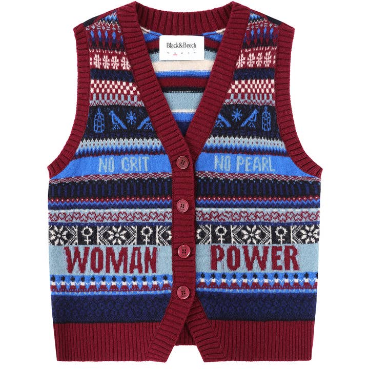 Fairisle Lambswool Waistcoat in Klein for wholesale by Black & Beech