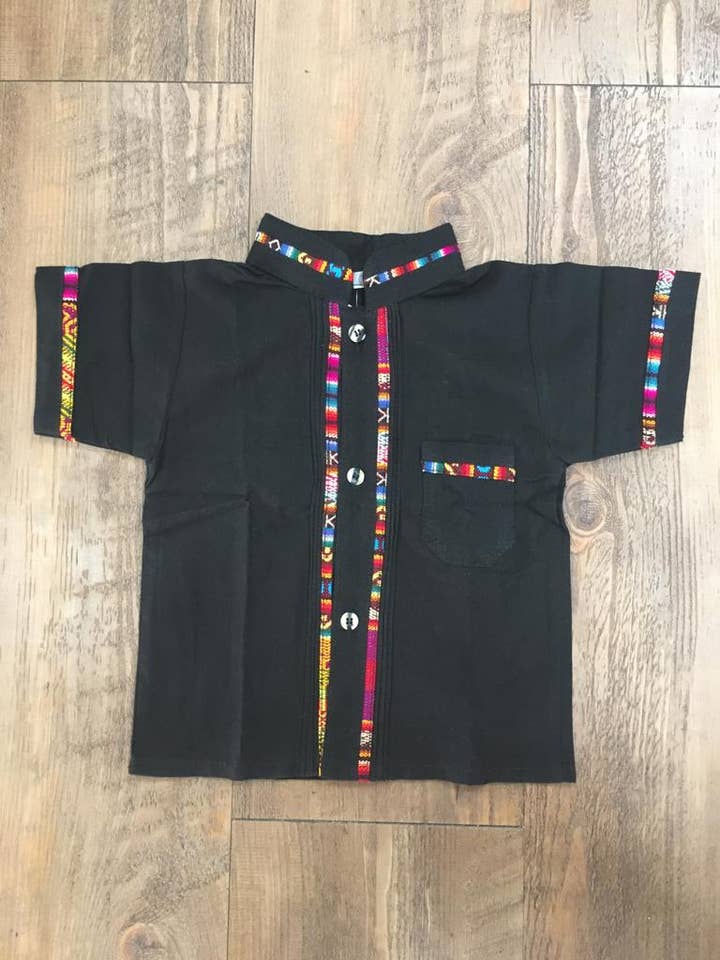 Coralillo Guayabera for Boys Black for wholesale by Cielito Lindo