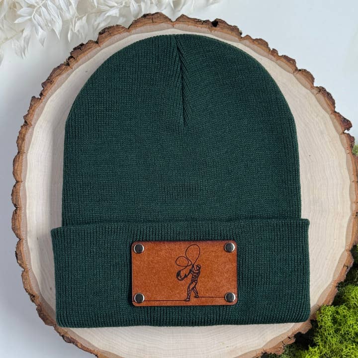 Bonnet de pêche à la mouche avec écusson en cuir amovible par pression pour la vente par The Lonely Pine