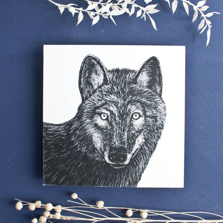 Postcard Wolf, Animal Illustration Forest Animal for wholesale by Katja Rub