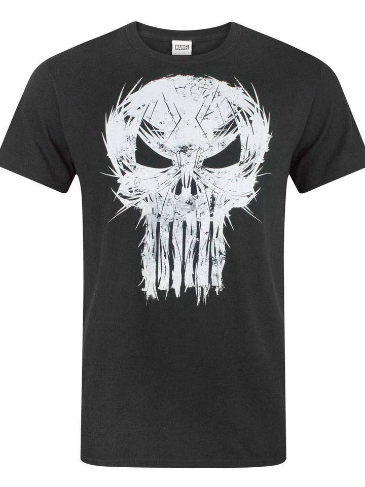 T-shirt à manches courtes noir avec logo Marvel pour homme pour la vente par Vanilla Underground
