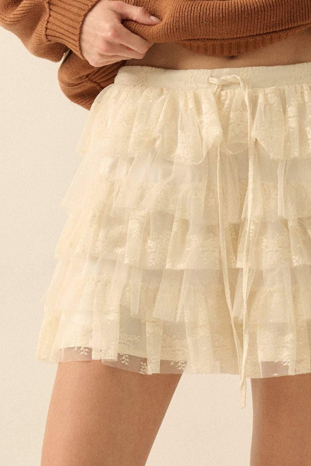 Promesa USA - Wholesale Skirt - Women's - Lace and Tulle Tiered Ruffle Mini Skirt16