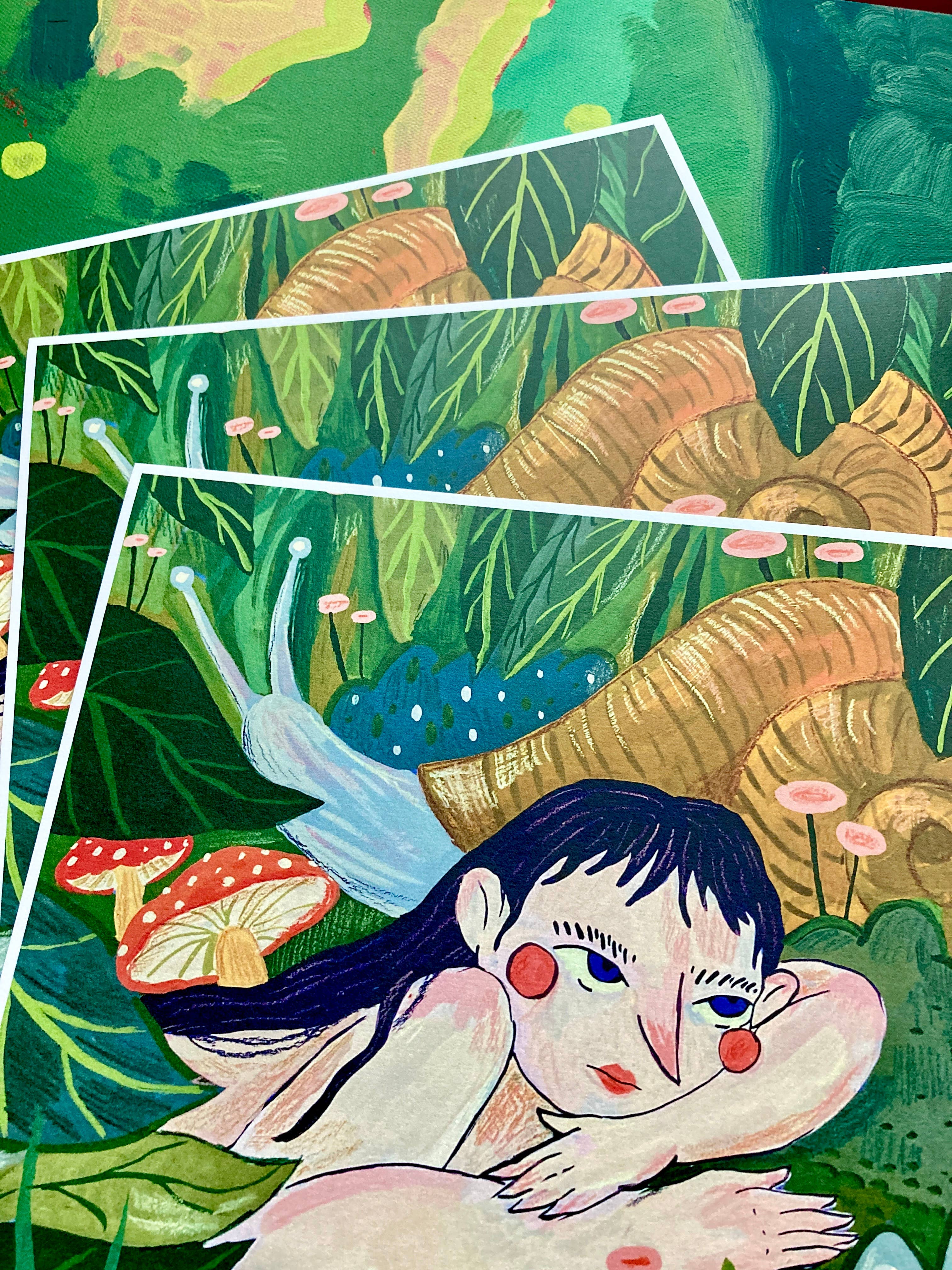 Camilla Watson Art - Wholesale Art Print - Girl + Snail | Fine Art Print | 8 x 10.5 inches 1