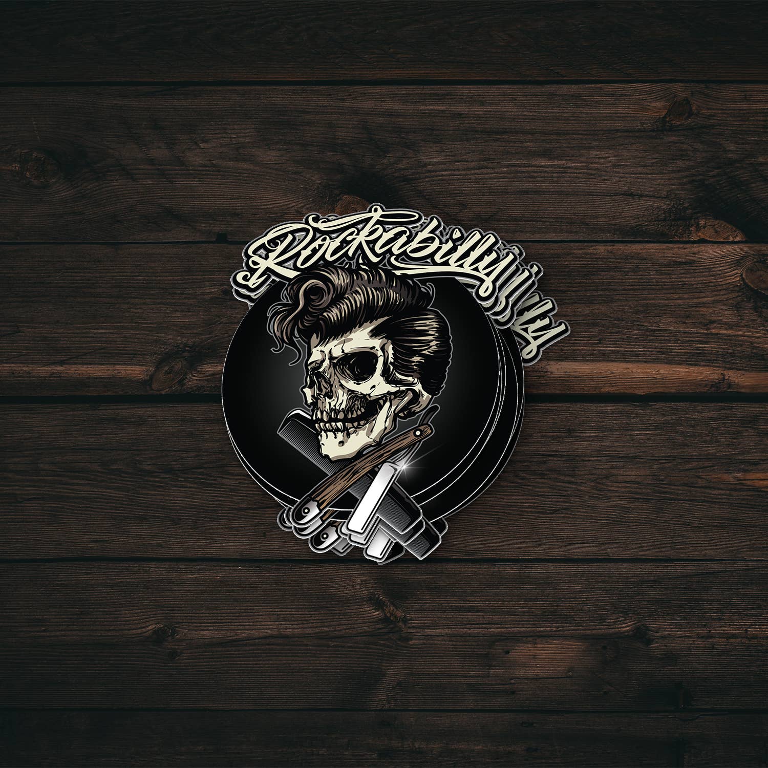 PiggyPrintStickers - Wholesale Sticker - Rockabilly Skull Sticker | Bold Retro Tattoo Design | Decal