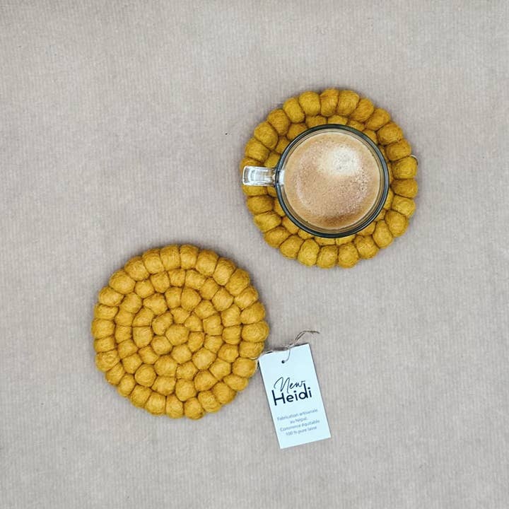 New Heidi - Wholesale Coasters - Set of 2 "ball" felt coasters - New Heidi5