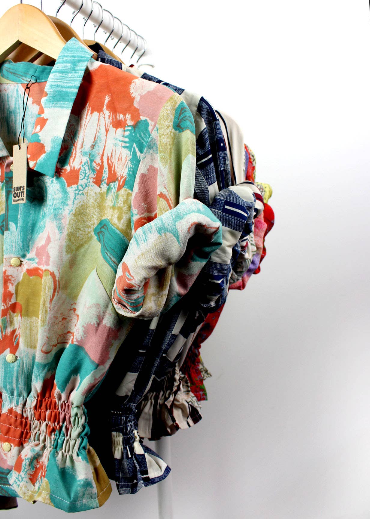 Sun's Out! - Wholesale Blouse - Women's - Reworked Vintage Long-Sleeve Button Up Blouse - Cinched1