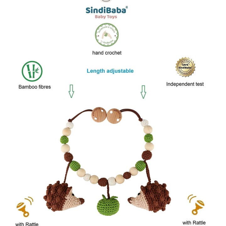 SindiBaba – wholesale Barnvagnsöverdrag/-tillbehör - Baby – Haklapp med virkade igelkottar och äpple från SindiBaba2