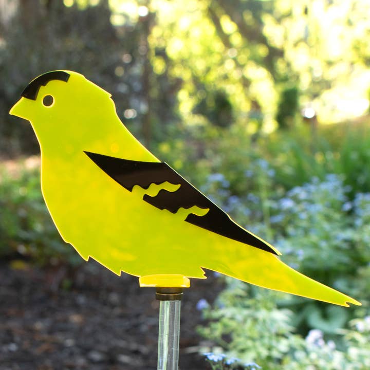 Bright Gold finch stake | Bird garden stake for wholesale by The Colored Petal