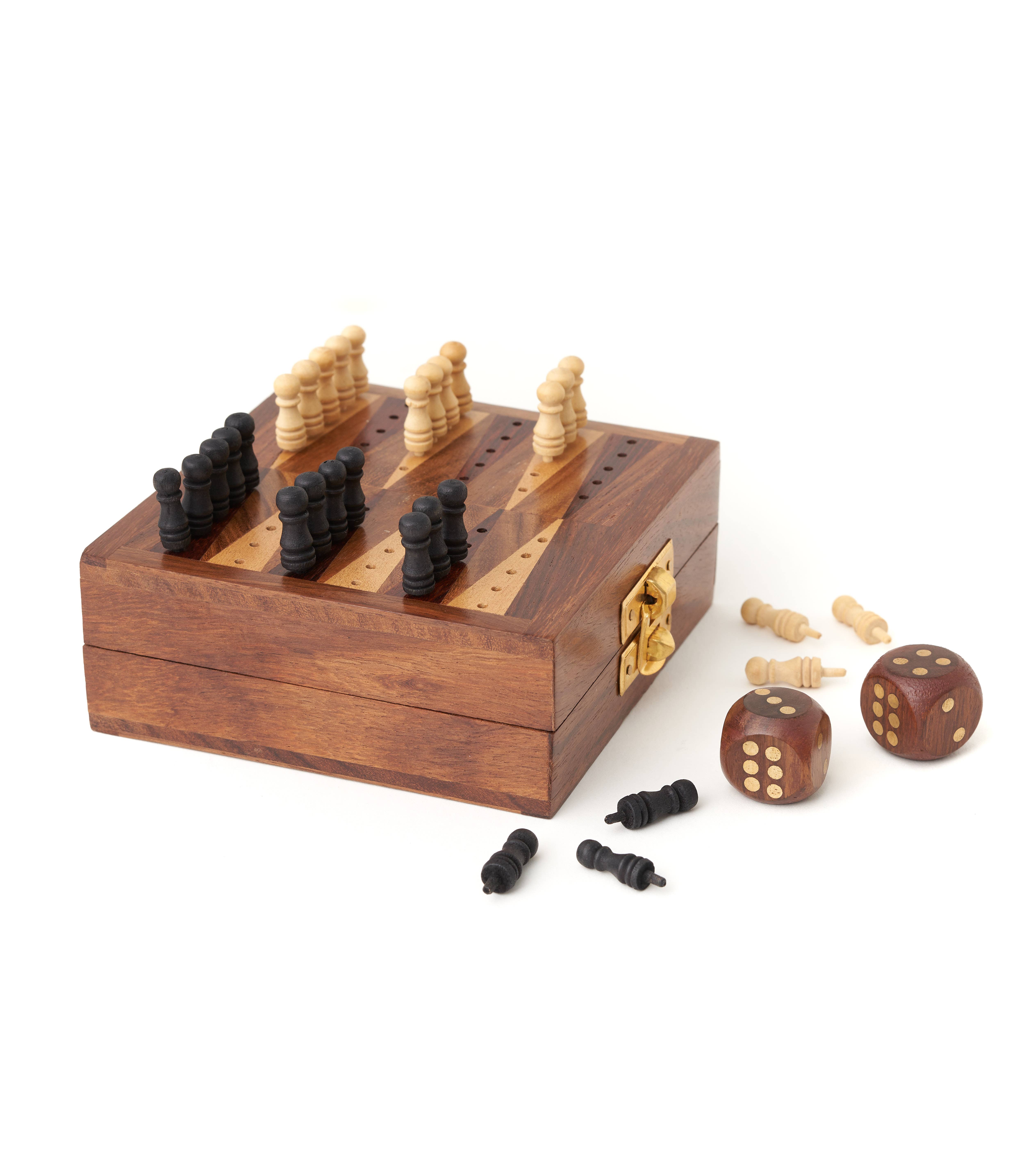 Matr Boomie Fair Trade - Wholesale Board Game - Mini Backgammon Travel Game Set - Handcrafted Wood1