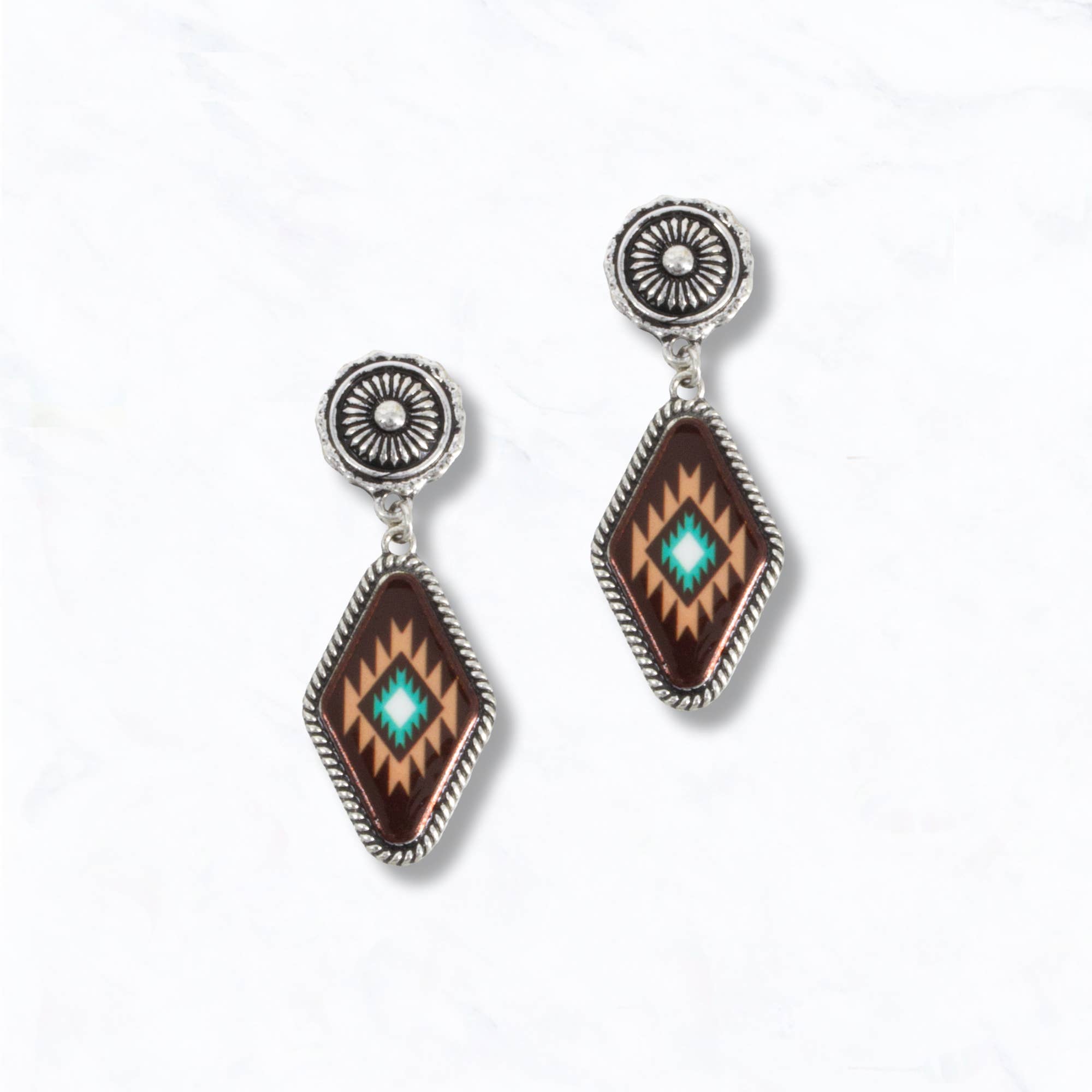 Suzie Q USA - Wholesale Dangle Earrings - Western Inspired Aztec Drop Earrings