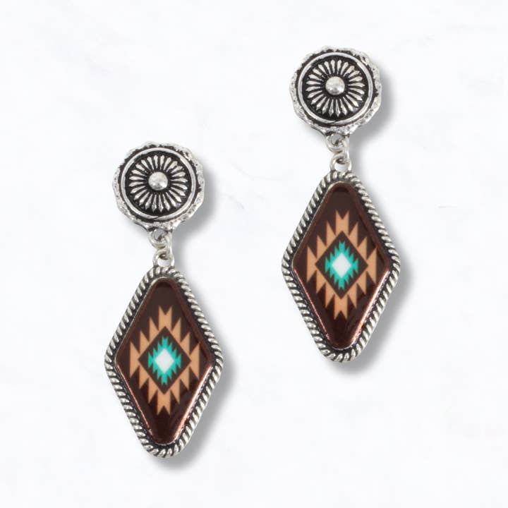 Suzie Q USA - Wholesale Dangle Earrings - Western Inspired Aztec Drop Earrings0
