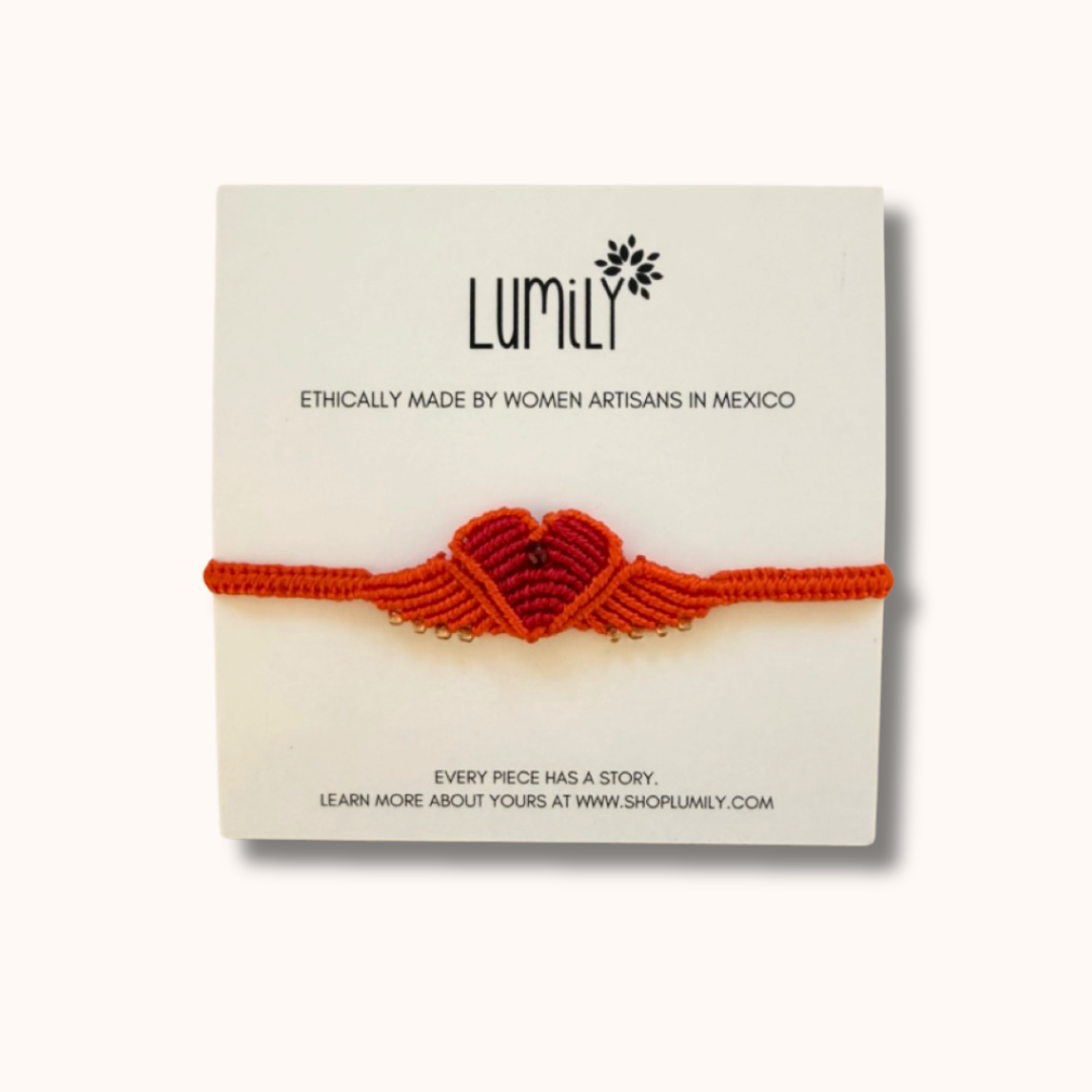 Lumily - Wholesale Woven/Braided Bracelet - Macrame Woven Heart Wings Pull String Bracelet - Mexico9