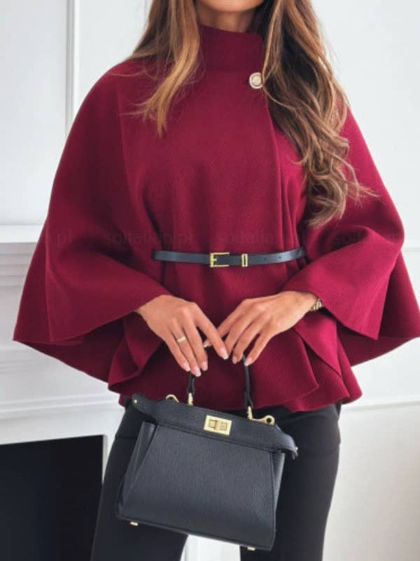 Waist-Tie Wool Cape Coat for wholesale by AZSHOP Trading LLC