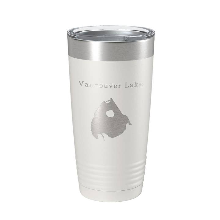Tasse de voyage avec carte du lac de Vancouver, tasse à café isolée gravée au laser Washington 20 oz pour la vente par CarveBright