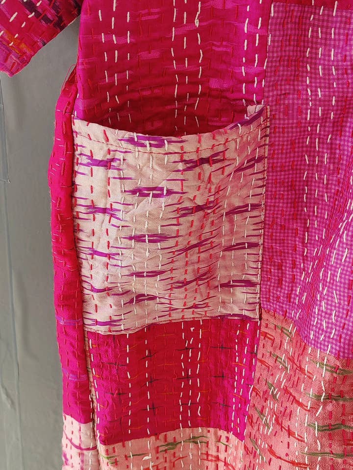 bhavnas boutique - Wholesale Robe - Women's - Silk Sari kantha Kimono Robes Woman Patchwork Jacket kimono1