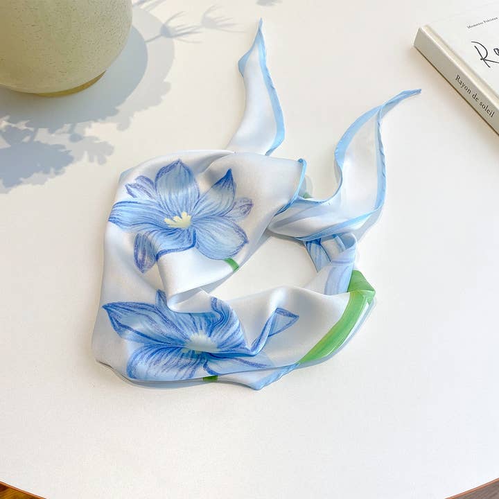 SueSilkHK - Wholesale Scarf – Women's - Japanese style floral spring and summer triangular diamond scarf, Rustic style small neckerchief, Tie wrap scarf4