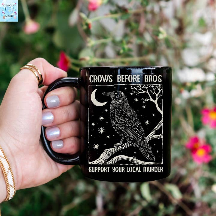 NVC Ecommerce LLC - Wholesale Coffee Mug - Funny Crows Before Bros Mug, Witchy Halloween Mug, Crow