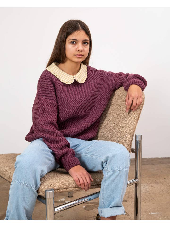 Matona - Wholesale Knit Sweater - Kids - Round Neck Sweater berry7