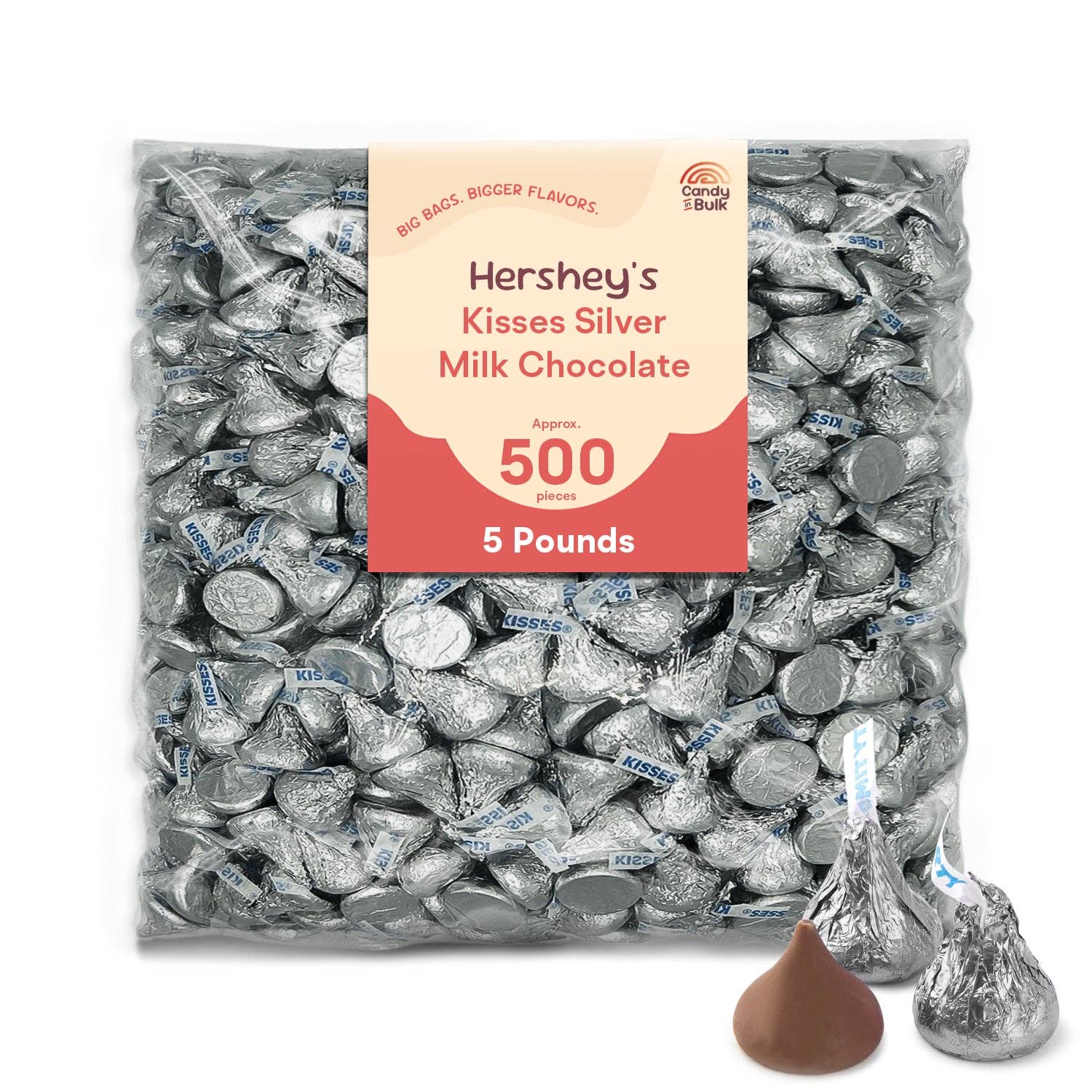 Candy In Bulk - Wholesale Chocolate - Hershey's Kisses Milk Chocolate – Silver Foils – Bulk Value Pack2