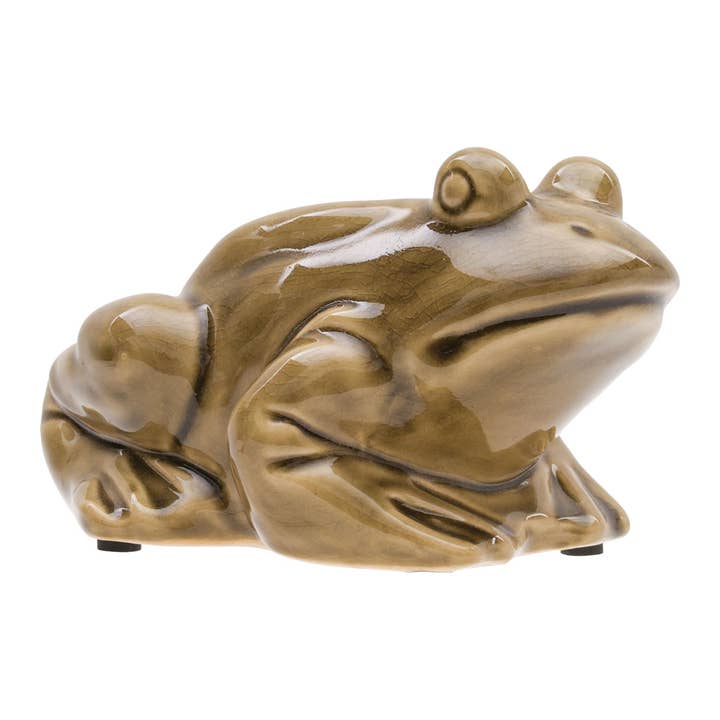 Madigan Crackle Frog Figure Olive for wholesale by Foreside Home & Garden