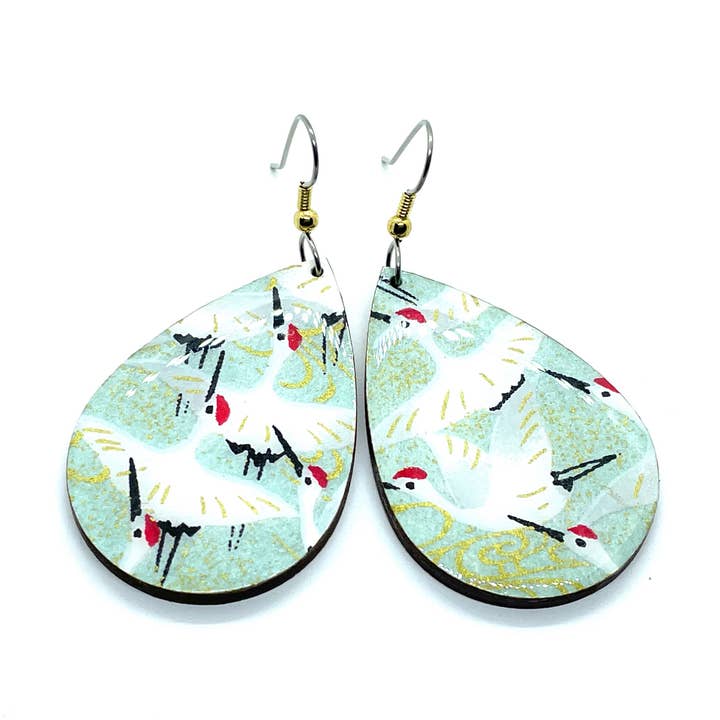 Japanse Crane Traan Oorbellen voor wholesale door Prettykiku