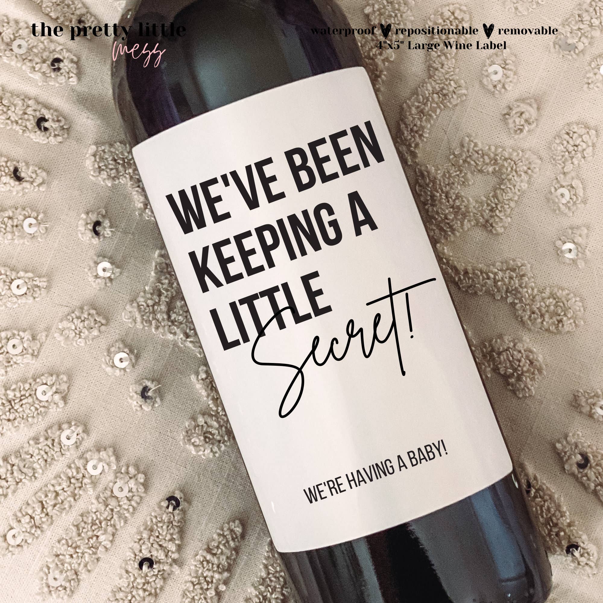 the pretty little mess - Wholesale Gift Tag Label - Baby Announcement Wine Labels, Pregnancy Announcement Gift, Grandparents Gift, Becoming an Aunt, Uncle, We've Been Keeping a Little Secret0