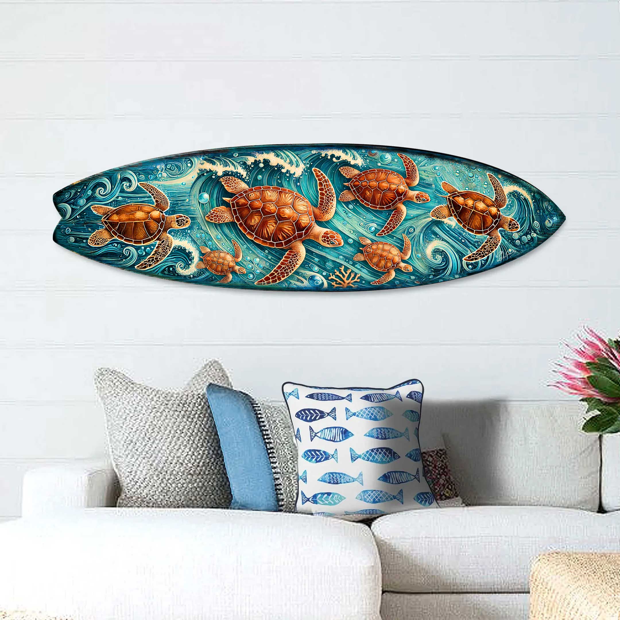 Designocracy – wholesale Wood wall art – Sea Turtle Surfboard Wall Art | G. DeBrekht Original Outdoor1