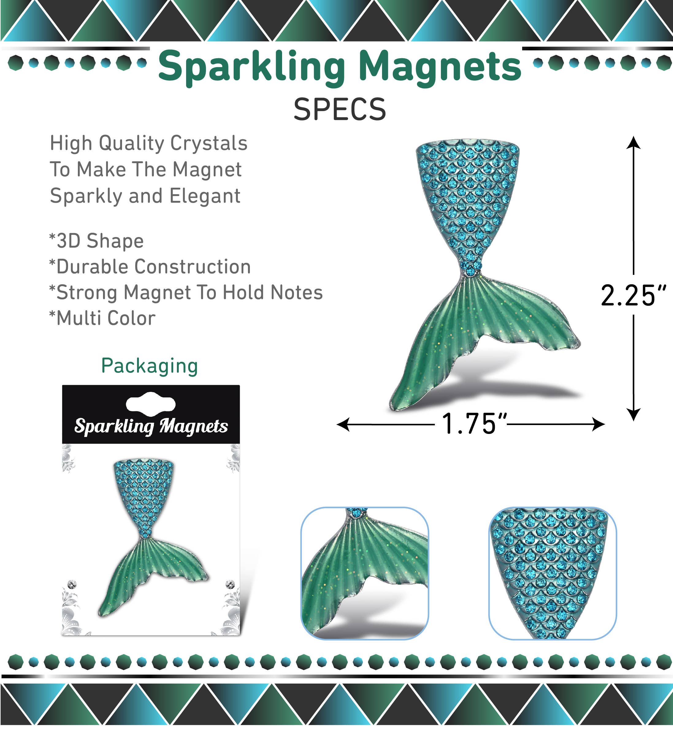 Cota Global - Wholesale Magnet - Sparkling Magnets - Mermaid Tail2