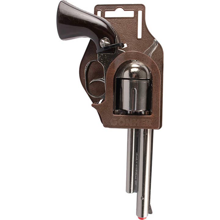 Cowboy Silver Lawman Style 12-Shot Cap Gun & Holster 3121/0 for wholesale by GonherCapGuns.com