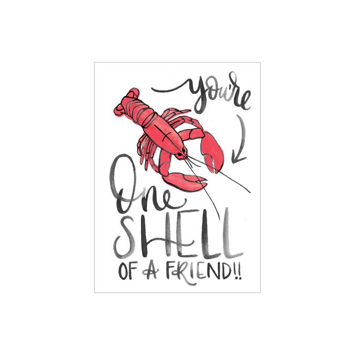 Lobster greeting card for wholesale by Katie Elizabeth Lettering