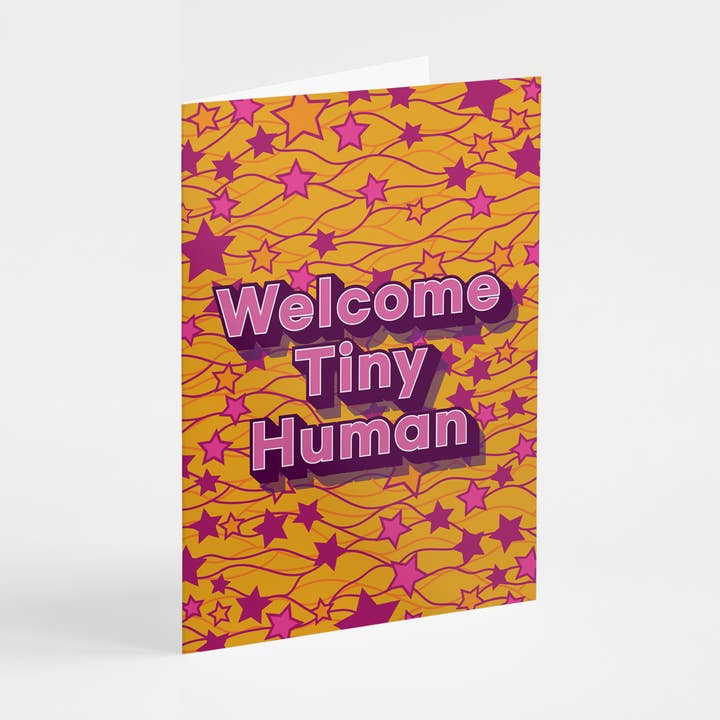 Welcome Tiny Human - Greeting Card for wholesale by Shaven Raven Designs