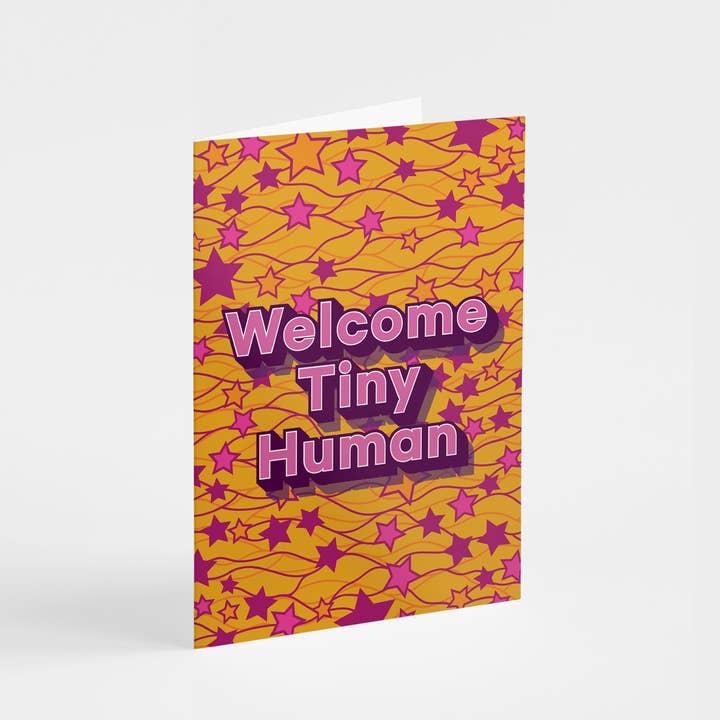 Welcome Tiny Human - Greeting Card for wholesale by Shaven Raven Designs