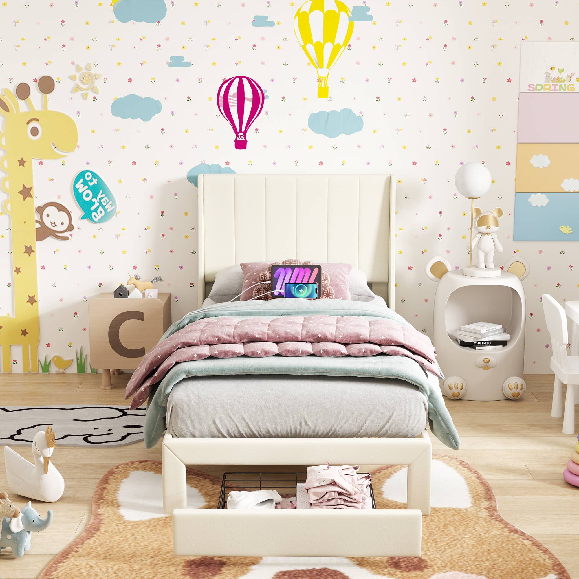 39F Inc. - Wholesale Bed - Upholstered Bed with Drawers, USB Port– Twin & Queen Sizes19