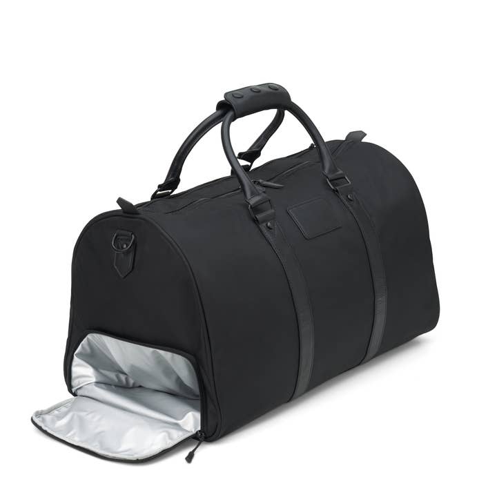 Boulevard - Wholesale Weekender Bag - Unisex - "Alex" Jet Nylon and Leather Duffle Bag (Personalizable)3