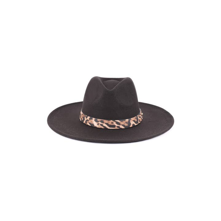 MYS Wholesale Inc - Vente Chapeau en feutre - femme - Chapeau à bord tendance en feutre avec accent léopard15