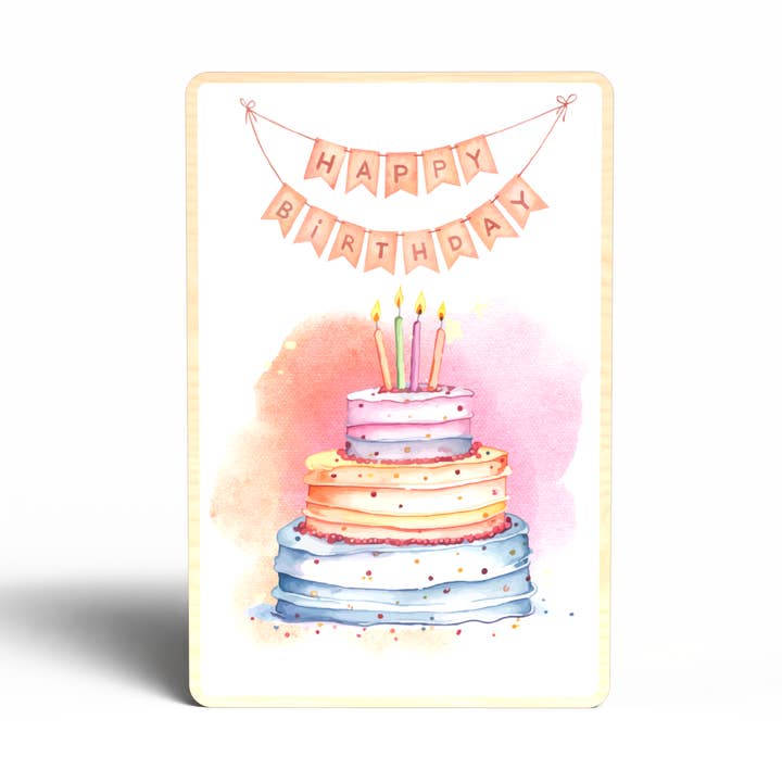 Postal de madera sostenible, tarjeta de feliz cumpleaños para venta al por mayor de Lifeforce Glass, Inc.