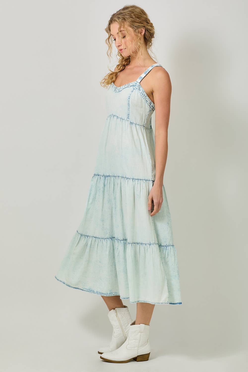 Mystree - Vente Robe – femme - Robe à plusieurs niveaux en tencel délavé 605852