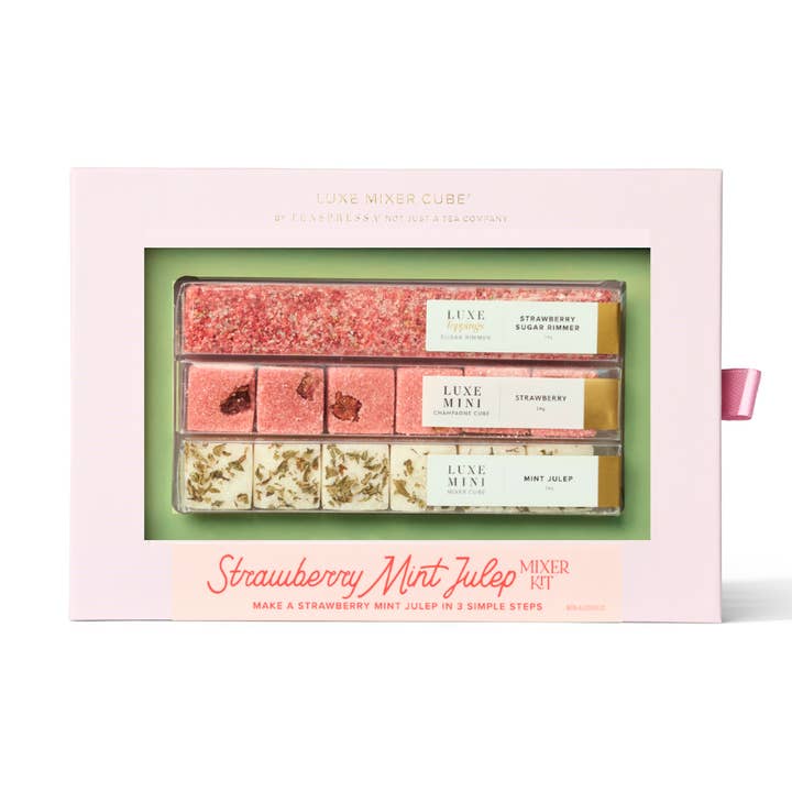 Strawberry Mint Julep Mixer Kit (Strawberry Box) for wholesale by TEASPRESSA | LUXE Mixer Cube