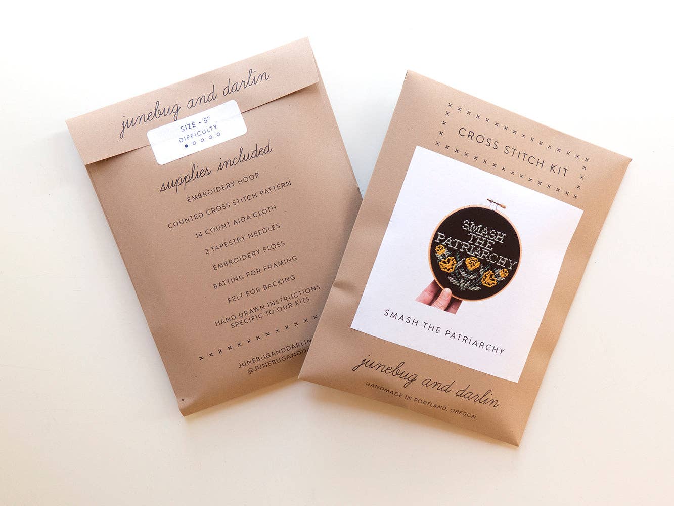 Junebug and Darlin - Wholesale Embroidery/Cross Stitch Supplies - Smash the Patriarchy Kit3