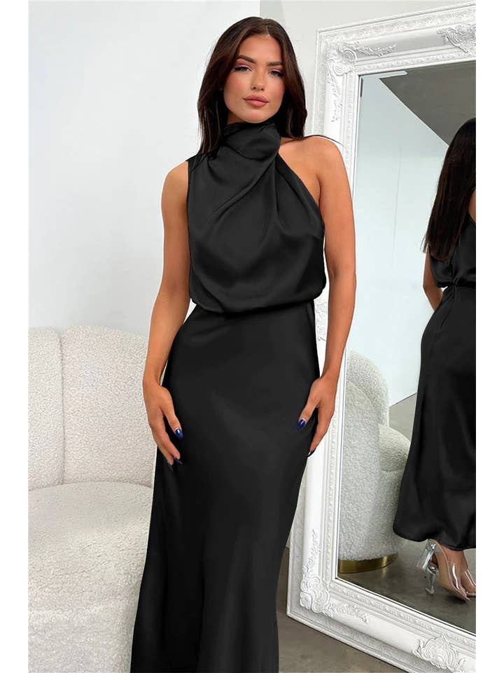 Sweetkama - Wholesale Dress - Women's - Ladies Eleganr Sleeveless Satin Midi Dress GQQT29