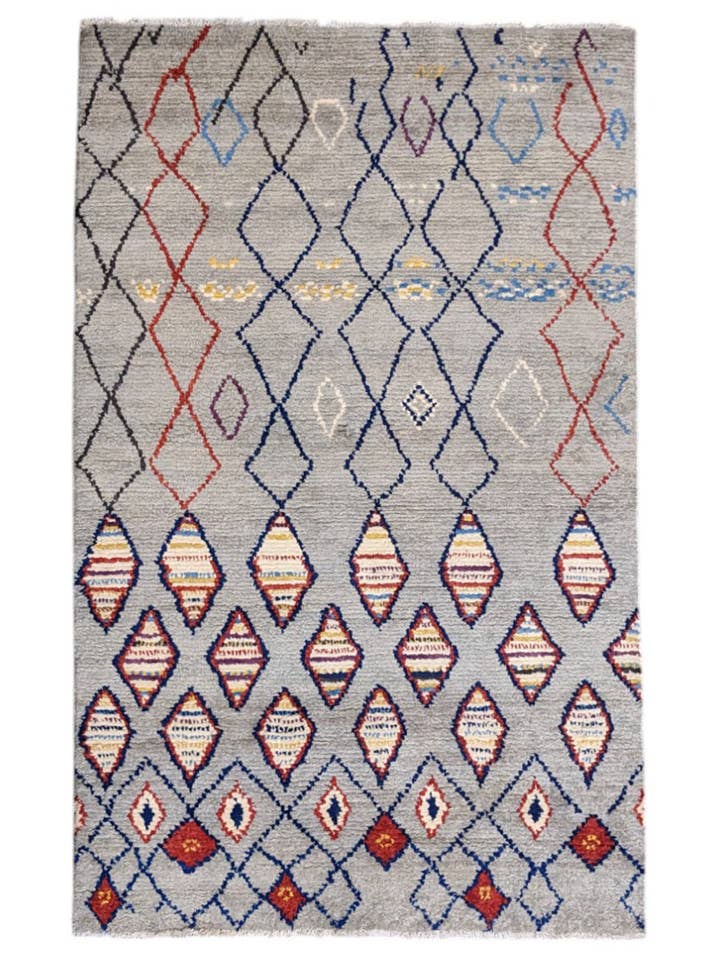 Parallax - Moroccan Hand Knotted Multicolor Geometric Berber Wool Rug | 244 x 162 cm for wholesale by Imaco Rugs