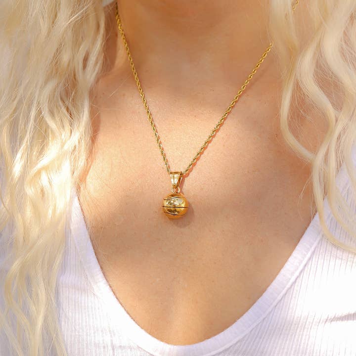 WJW - Wholesale Individual Charm/Pendant - 18K Gold PVD Stainless Steel 3D Basketball Charm2