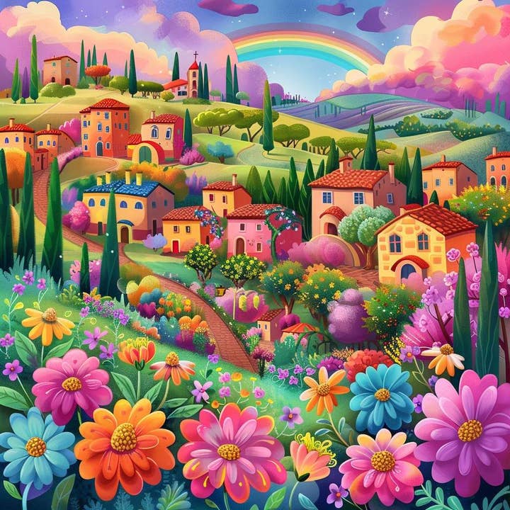 Rainbow Tuscan Village for wholesale by Paint with Number