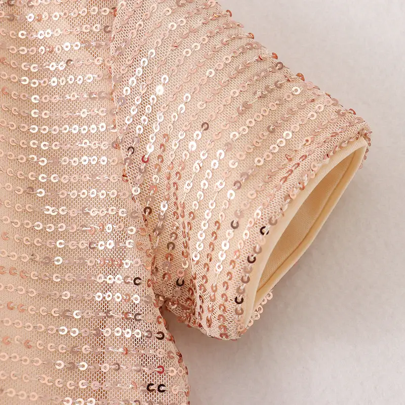 Auraquise - Wholesale T-Shirt - Kids - Girls Boutique Fashion Sequins Short Sleeves Top3