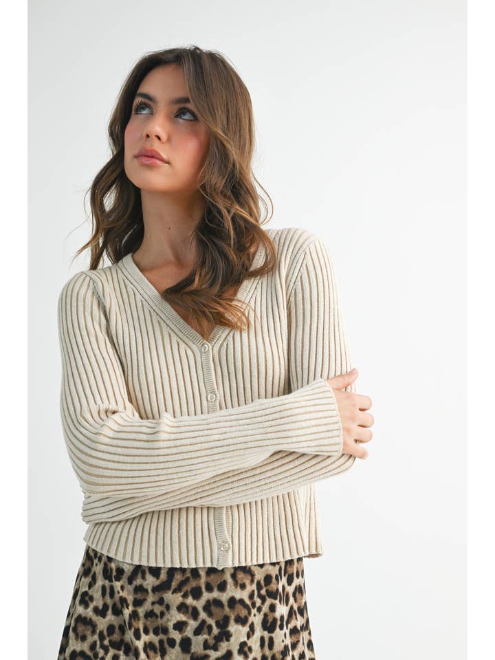 AEMI + CO - Wholesale Cardigan - Women's - 3391GK Ribbed Button-Up Cardigan16