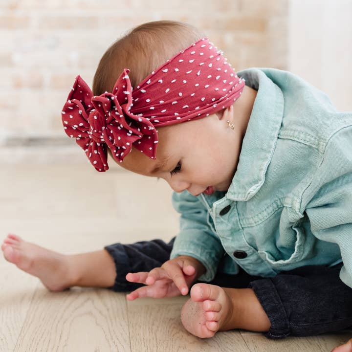 Baby Bling Bows - Wholesale Hair Bow - Baby - Baby Bling® Shabby Dot FAB-BOW-LOUS® soft nylon bow headband