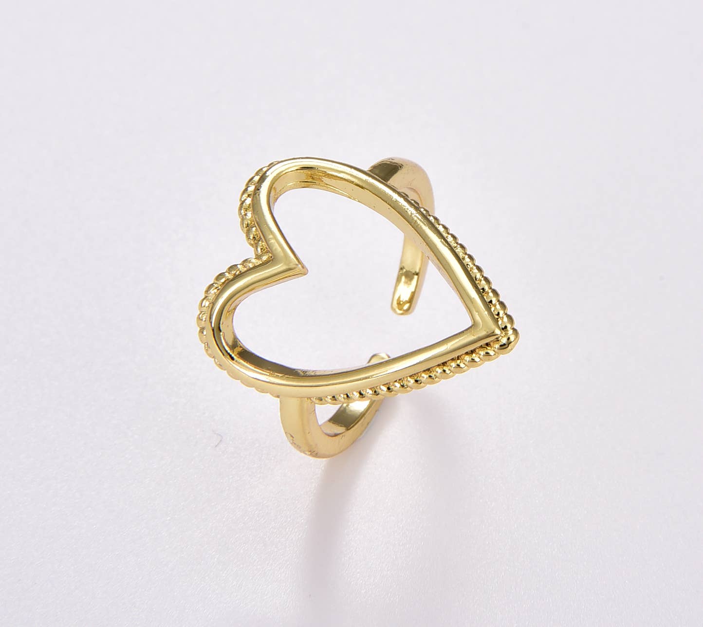 Beads Creation - Wholesale Band/Stacked Ring - 18K Gold Filled Heart Ring Unique Cute Ring for Women RG1231